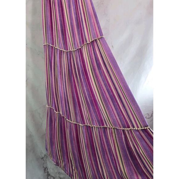Anthropologie Dress Womens Small Purple Striped Maxi Boho Cover Up Tiered - Picture 11 of 15